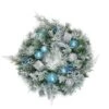Northlight 24" Blue & Silver Sequin Ornaments Artificial Flocked Pine Wreath -Michaels Shop 28529 32275665