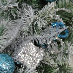 Northlight 24" Blue & Silver Sequin Ornaments Artificial Flocked Pine Wreath -Michaels Shop 28529 32275665 2