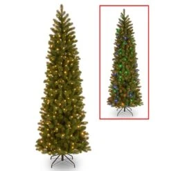 7.5 Ft. Pre-lit Feel Real® Hinged Downswept Douglas Fir Slim Artificial Christmas Tree, Dual LED Lights -Michaels Shop 28904 PEDD4 392D 75 1