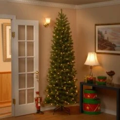 7.5 Ft. Pre-lit Feel Real® Hinged Downswept Douglas Fir Slim Artificial Christmas Tree, Dual LED Lights -Michaels Shop 28904 PEDD4 392D 75 4