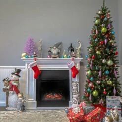 6.5 Ft. Pre-lit Kingswood Fir Pencil Artificial Christmas Tree, Multicolor Lights -Michaels Shop D039992S 14