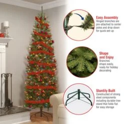 6.5 Ft. Pre-lit Kingswood Fir Pencil Artificial Christmas Tree, Multicolor Lights -Michaels Shop D039992S 16