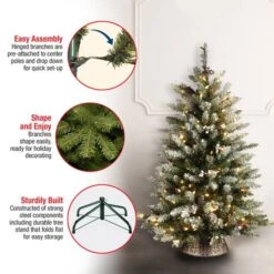 4.5 Ft. Pre-Lit Flocked Dunhill® Fir Full Artificial Christmas Tree, Clear Lights -Michaels Shop D040010S 15