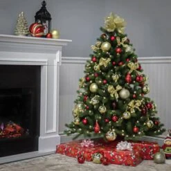 4.5 Ft. Pre-lit Feel Real® Downswept Douglas Full Artificial Christmas Tree, Clear Lights -Michaels Shop D040014S 15