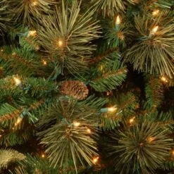 6.5 Ft. Pre-Lit Carolina Pine Slim Artificial Christmas Tree With Flocked Pine Cones, Clear Lights -Michaels Shop D048021S 13