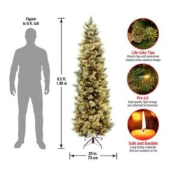 6.5 Ft. Pre-Lit Carolina Pine Slim Artificial Christmas Tree With Flocked Pine Cones, Clear Lights -Michaels Shop D048021S 15