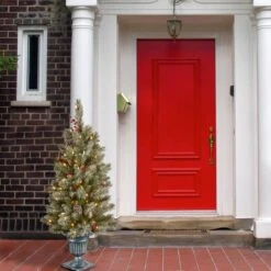 4ft. Pre-Lit Feel Real® Snowy Bristle Berry Artificial Christmas Entrance Tree, Clear Lights -Michaels Shop D205139S 12