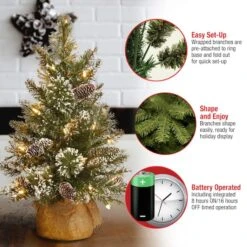 2ft. Pre-lit Glittery Bristle® Pine & Burlap Artificial Christmas Tree, Warm White LED Lights -Michaels Shop D206235S 15