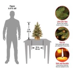 2ft. Pre-lit Glittery Bristle® Pine & Burlap Artificial Christmas Tree, Warm White LED Lights -Michaels Shop D206235S 4
