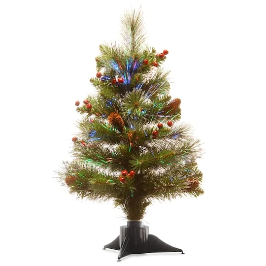 2ft. Fiber Optic Color Changing Ice Crestwood Artificial Christmas Tree With Silver Bristle 3 2ft. Fiber Optic Color Changing Ice Crestwood Artificial Christmas Tree With Silver Bristle