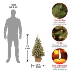 3ft. Snowy Concolor Fir With Snowy Pinecones Artificial Christmas Tree In Burlap Base, Warm White LED Lights -Michaels Shop D206345S 4