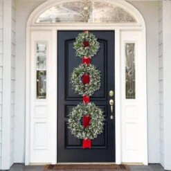 18", 22", & 26" Triple Wreath Door Décor Piece With Warm White Twinkle LED Lights -Michaels Shop D206578S 2