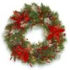 30" Pre-Lit Decorative Collection Cones, Red Berries & Poinsettias Tartan Plaid Wreath With Warm White LED Lights -Michaels Shop D206580S 1