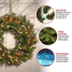 30" Frosted Berry Wreath With 100ct. Clear Lights -Michaels Shop D206605S 15