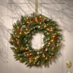 30" Frosted Berry Wreath With 100ct. Clear Lights -Michaels Shop D206605S 2