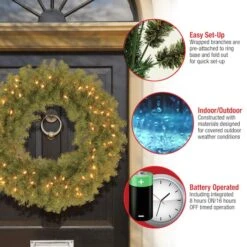 30" Norwood Fir Wreath With 100ct. Warm White Battery Operated LED Lights -Michaels Shop D206617S 15
