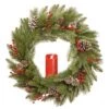 24" Feel Real® Bristle Berry Wreath With Red Electronic Candle, Red Berries & Cones -Michaels Shop D206627S 1