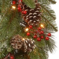 24" Feel Real® Bristle Berry Wreath With Red Electronic Candle, Red Berries & Cones -Michaels Shop D206627S 3