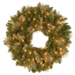 24" Carolina Pine Wreath With Warm White LED Lights -Michaels Shop D206662S 1 1