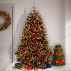 7.5ft. Pre-Lit Natural Fraser Medium Fir Artificial Christmas Tree, Multicolor Lights -Michaels Shop D228377S 12