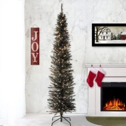 6ft. Pre-Lit Black Tinsel Artificial Christmas Tree -Michaels Shop D228569S 2