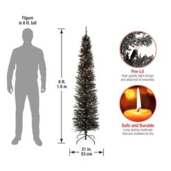 6ft. Pre-Lit Black Tinsel Artificial Christmas Tree -Michaels Shop D228569S 4