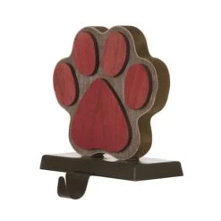 Glitzhome® 6.3" Red & Brown Paw Stocking Holder -Michaels Shop D231673S 3