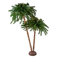 Northlight 4ft. & 6ft. Pre-Lit Dual Artificial Outdoor Palm Christmas Tree, Multicolor Lights -Michaels Shop D236954S 1 1
