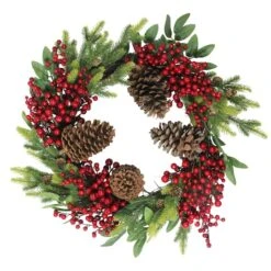 Northlight 22" Red Berry & Pinecone Wreath -Michaels Shop D237019S 11