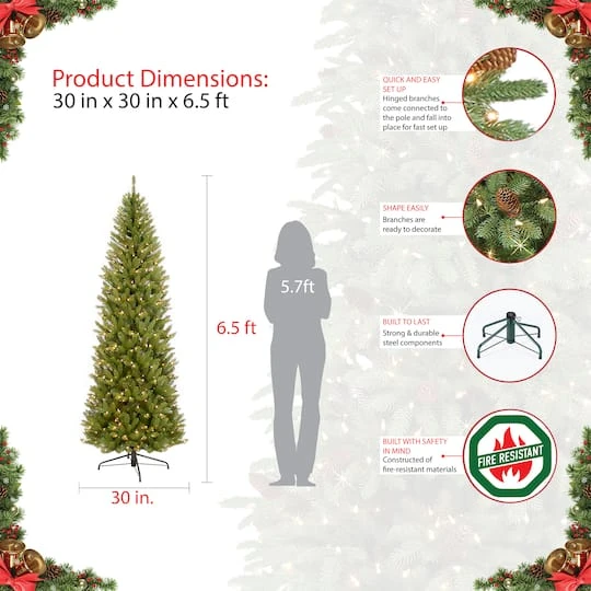 6.5ft. Pre-Lit Fraser Fir Artificial Christmas Tree, Clear Lights 10 6.5ft. Pre-Lit Fraser Fir Artificial Christmas Tree, Clear Lights - Image 8