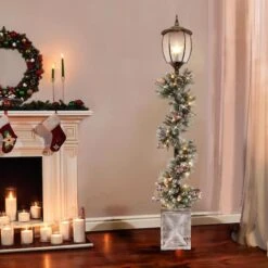 7ft. Lamp Post With Pre-Lit Decorated Garland -Michaels Shop D248467S 21