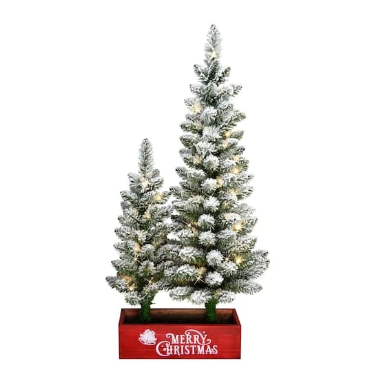 2ft. & 3ft. Pre-Lit Artificial Potted Christmas Trees, Warm White LED Lights 4 2ft. & 3ft. Pre-Lit Artificial Potted Christmas Trees, Warm White LED Lights - Image 2