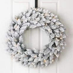 Glitzhome® 24" LED Snow Flocked Christmas Wreath -Michaels Shop D251183S 2