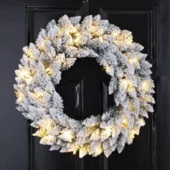 Glitzhome® 24" LED Snow Flocked Christmas Wreath -Michaels Shop D251183S 3