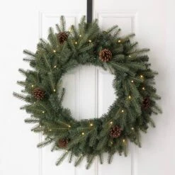 Glitzhome® 24" LED Greenery & Pinecone Christmas Wreath -Michaels Shop D251184S 2
