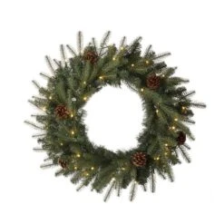 Glitzhome® 24" LED Greenery & Pinecone Christmas Wreath -Michaels Shop D251184S 3