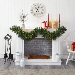 6ft. Pre-Lit White Warm LED White Mountain Pine & Pinecones Artificial Garland -Michaels Shop D251207S 4