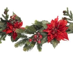 5ft. Poinsettia & Berry Artificial Garland -Michaels Shop D251210S 12