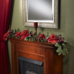 5ft. Poinsettia & Berry Artificial Garland -Michaels Shop D251210S 13