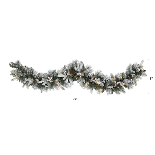 6ft. Pre-Lit Flocked Mixed Pine Artificial Christmas Garland With LED Lights 5 6ft. Pre-Lit Flocked Mixed Pine Artificial Christmas Garland With LED Lights - Image 3
