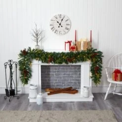 9ft. Pre-Lit Clear LED Mixed Pine, Berry & Pinecone Artificial Christmas Garland -Michaels Shop D251217S 4