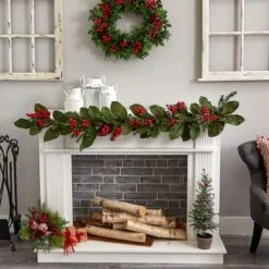 5ft. Magnolia Berry Pine Artificial Garland -Michaels Shop D251218S 12