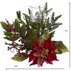 14" Poinsettia Candelabrum Artificial Arrangement -Michaels Shop D251224S 14