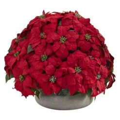 24" Large Poinsettia Artificial Plant In Stone Planter -Michaels Shop D251235S 11 1