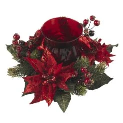 13" Poinsettia & Berry Candelabrum Artificial Arrangement -Michaels Shop D251239S 12