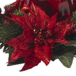 13" Poinsettia & Berry Candelabrum Artificial Arrangement -Michaels Shop D251239S 13