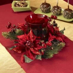 13" Poinsettia & Berry Candelabrum Artificial Arrangement -Michaels Shop D251239S 16