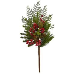 26” Mixed Pine, Pinecone & Berry Artificial Plant Set