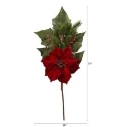 31” Poinsettia, Berries & Pine Artificial Flower Bundle Set, 3ct. -Michaels Shop D251256S 2