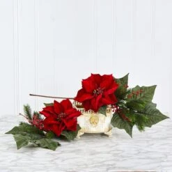 31” Poinsettia, Berries & Pine Artificial Flower Bundle Set, 3ct. -Michaels Shop D251256S 3